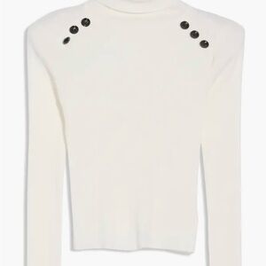 L'AGENCE Ivory Sweater with Ebony Button Details